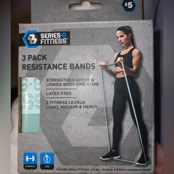 Series 8 Fitness 3 Pack Looped Resistance Bands-Light,Medium,Heavy Latex Free - Picture 2 of 2